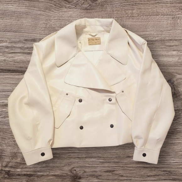 NWT Free People Alexis Vegan Leather Jacket white medium - Picture 13 of 14